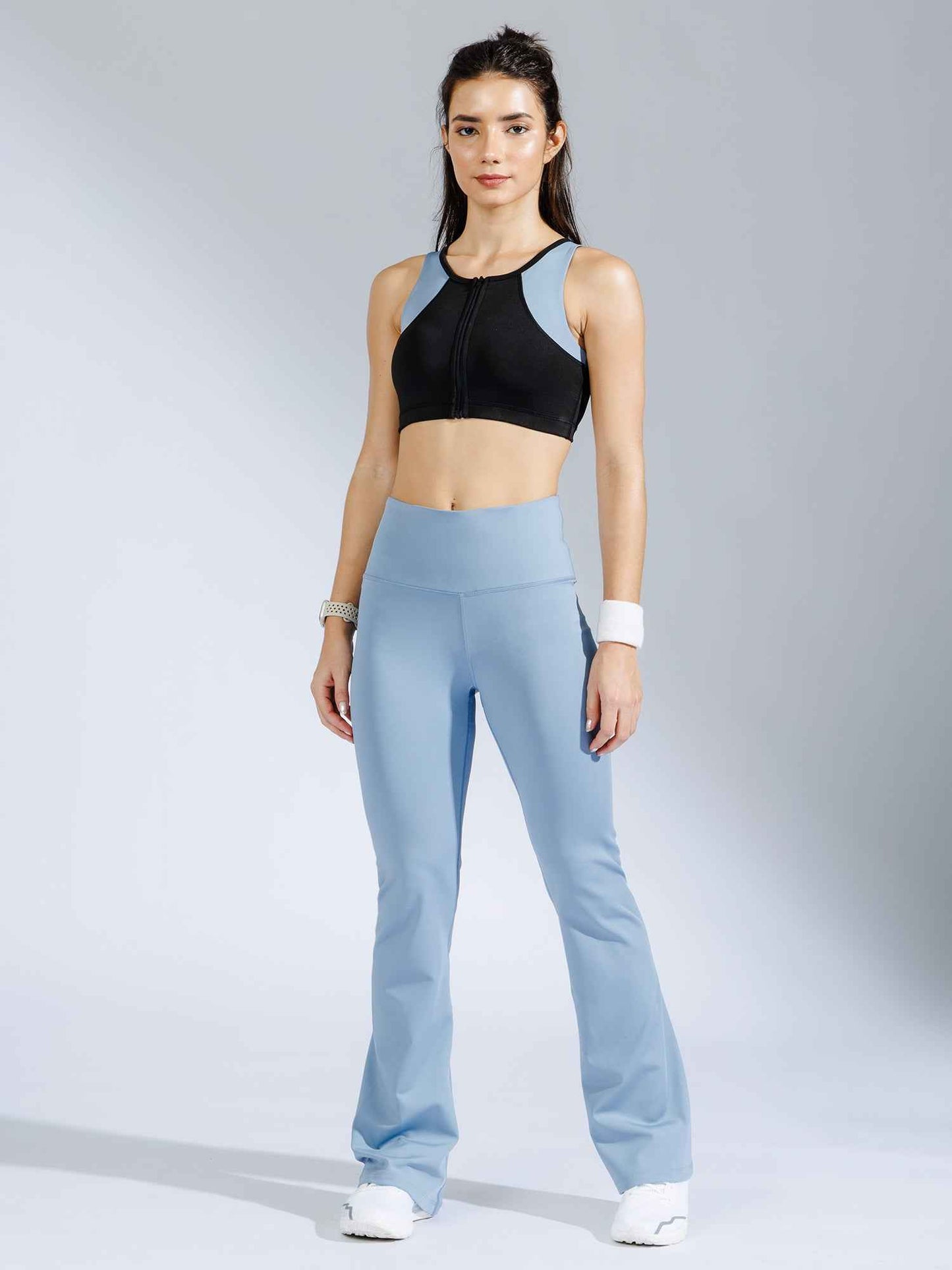 Cloud Stride Black Gym Flared Pants – Soft Stretch Activewear
