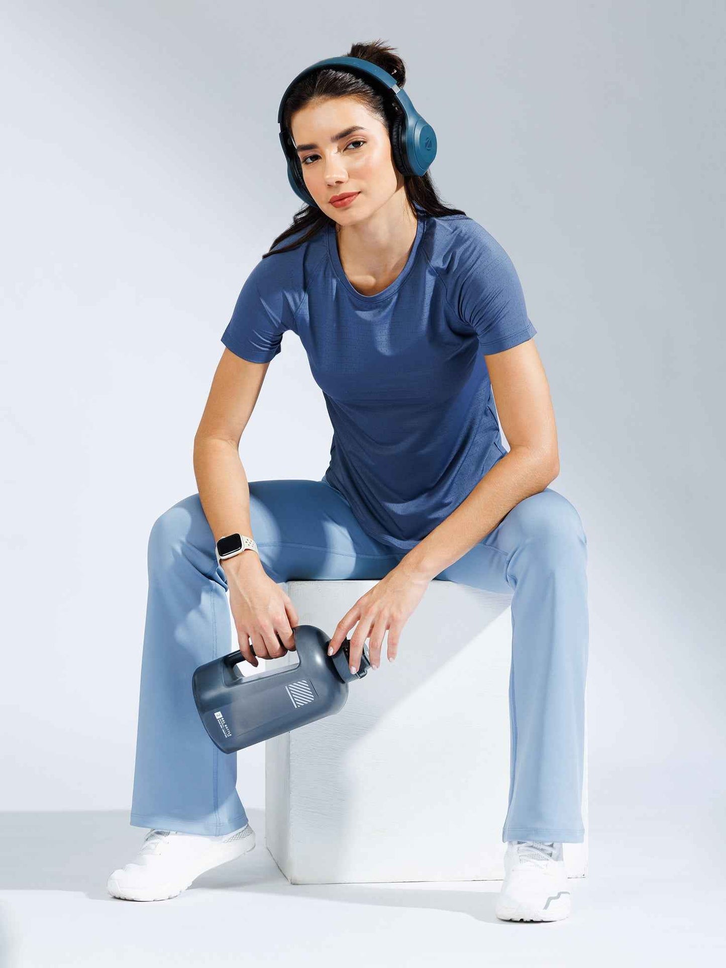 Cloud Stride Tee – Soft Active T-Shirt for Women Grey Blue