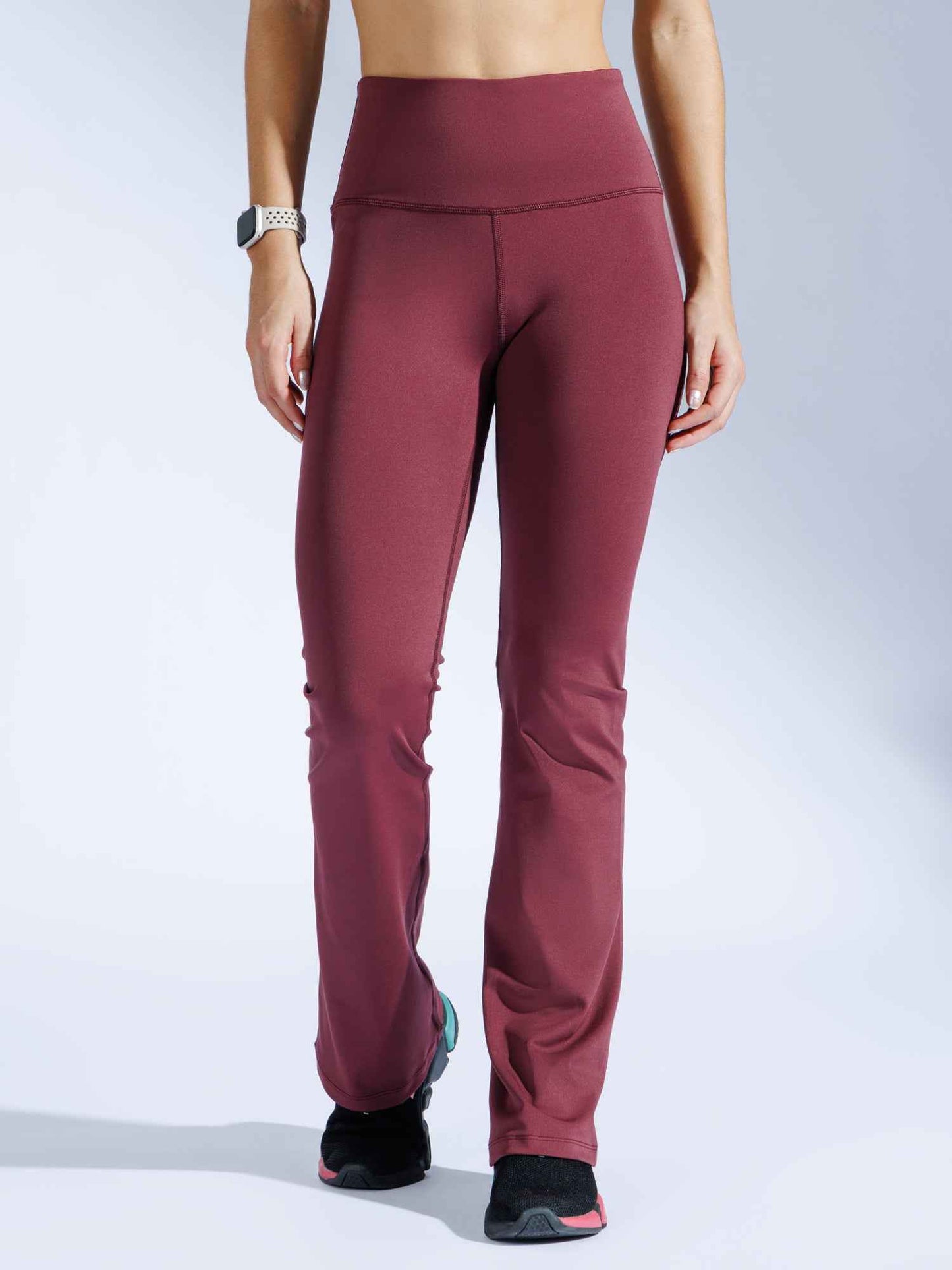 Cloud Stride Black Gym Flared Pants – Soft Stretch Activewear Mulled wine