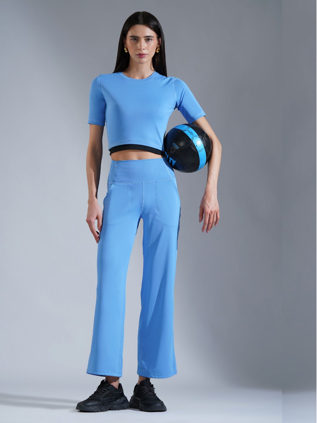 Core Crop top- Black Sky Blue