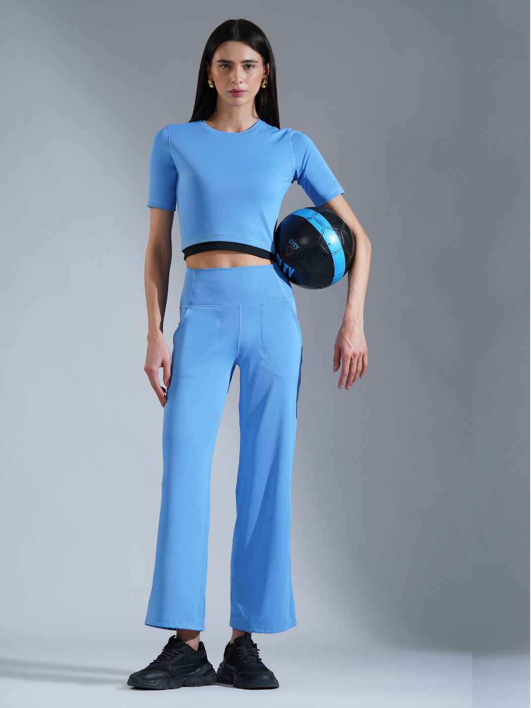 Core Crop top- Black Sky Blue