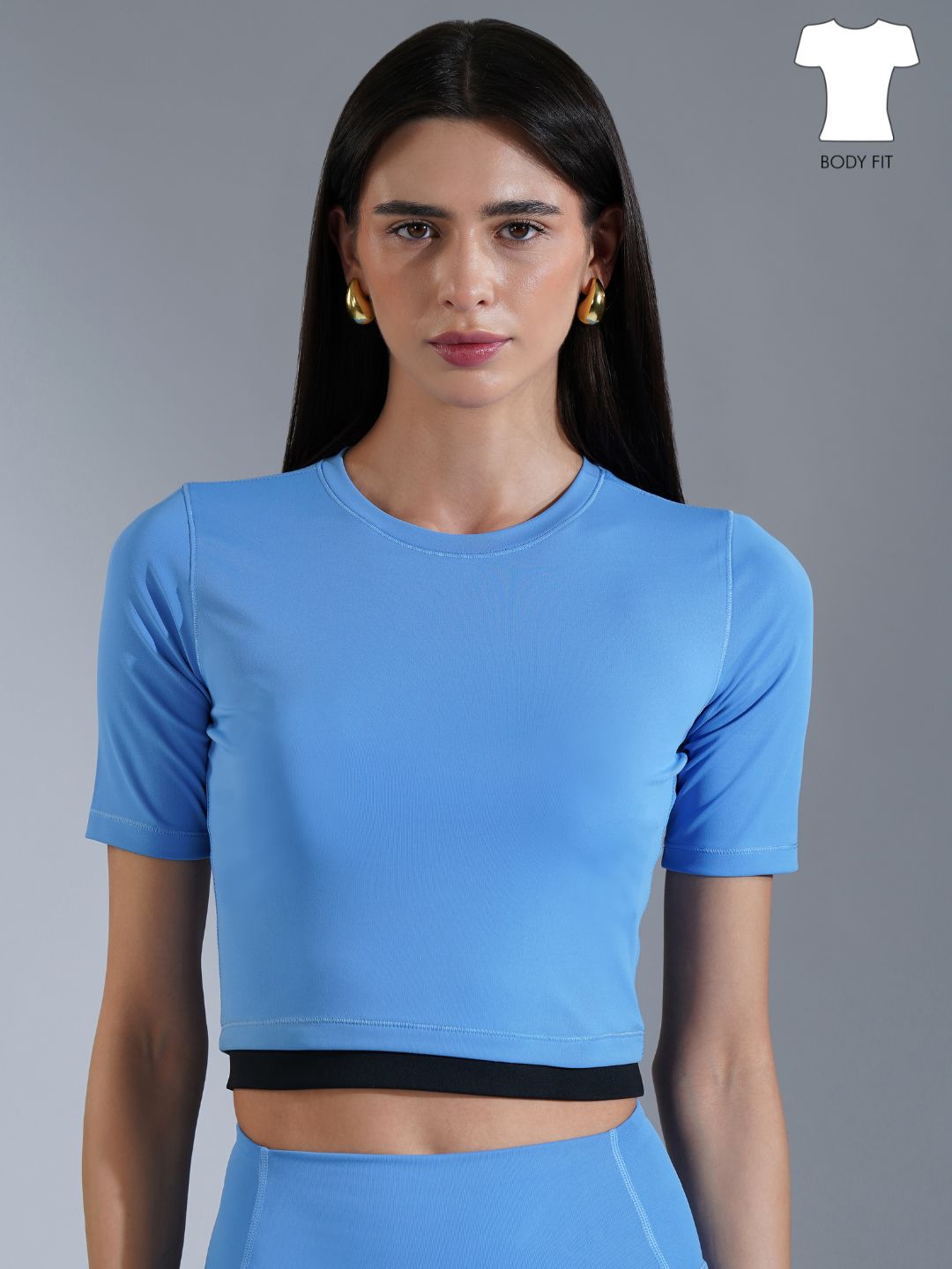 Core Crop top- Black Sky Blue