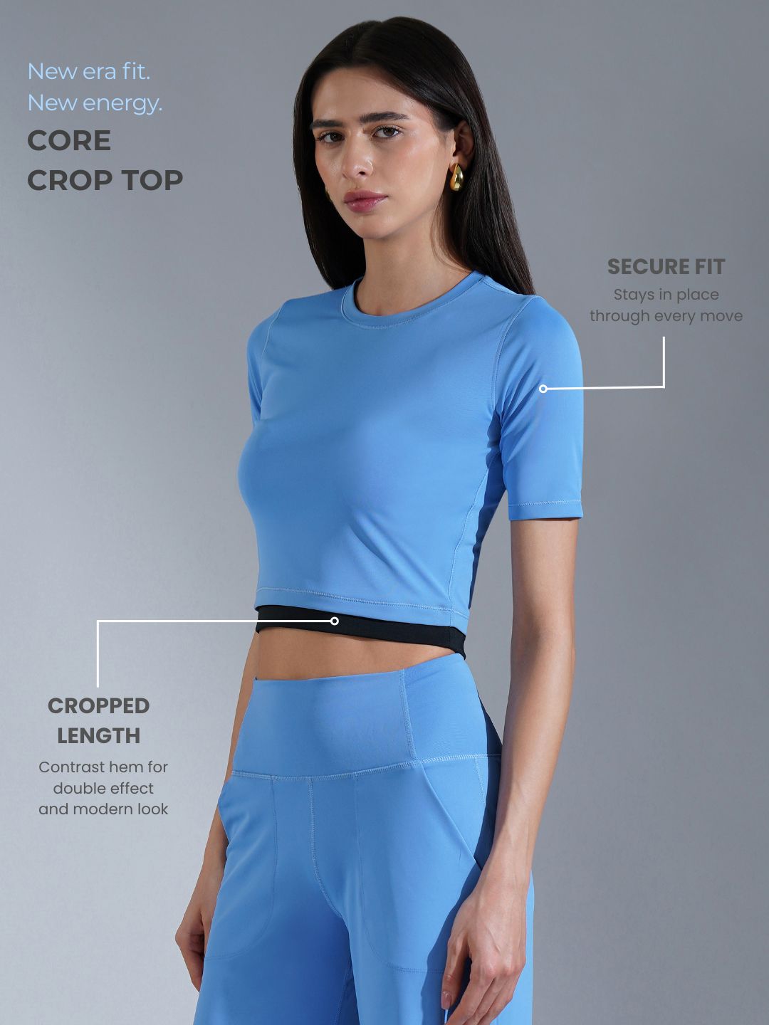 Core Crop top- Black Sky Blue