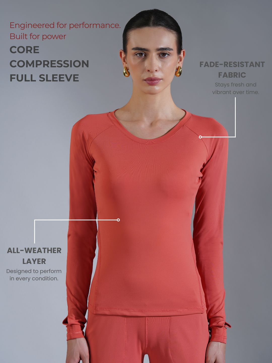 Core Compression full sleeve- Peach Peach