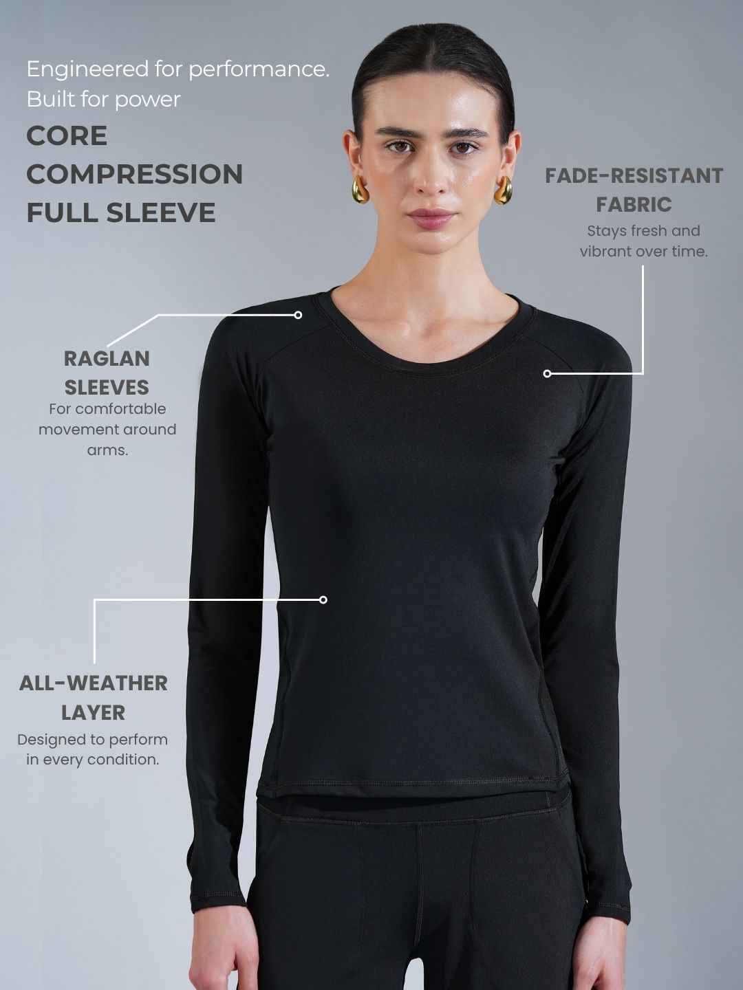 Core Compression full sleeve- Peach Black