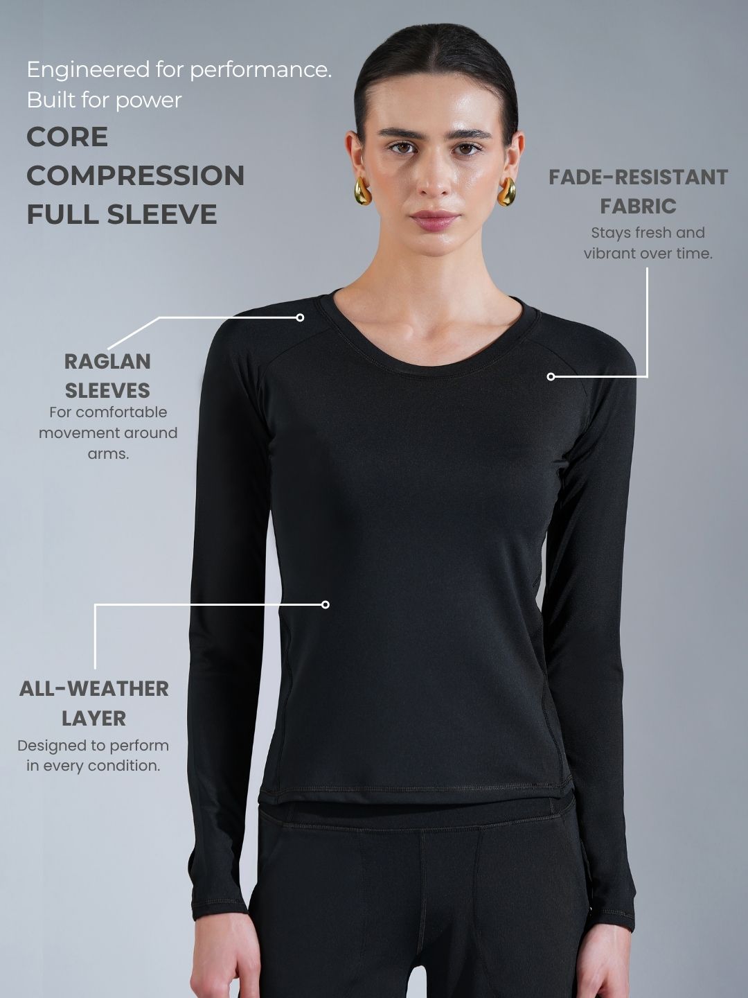 Core Compression full sleeve- Peach Black