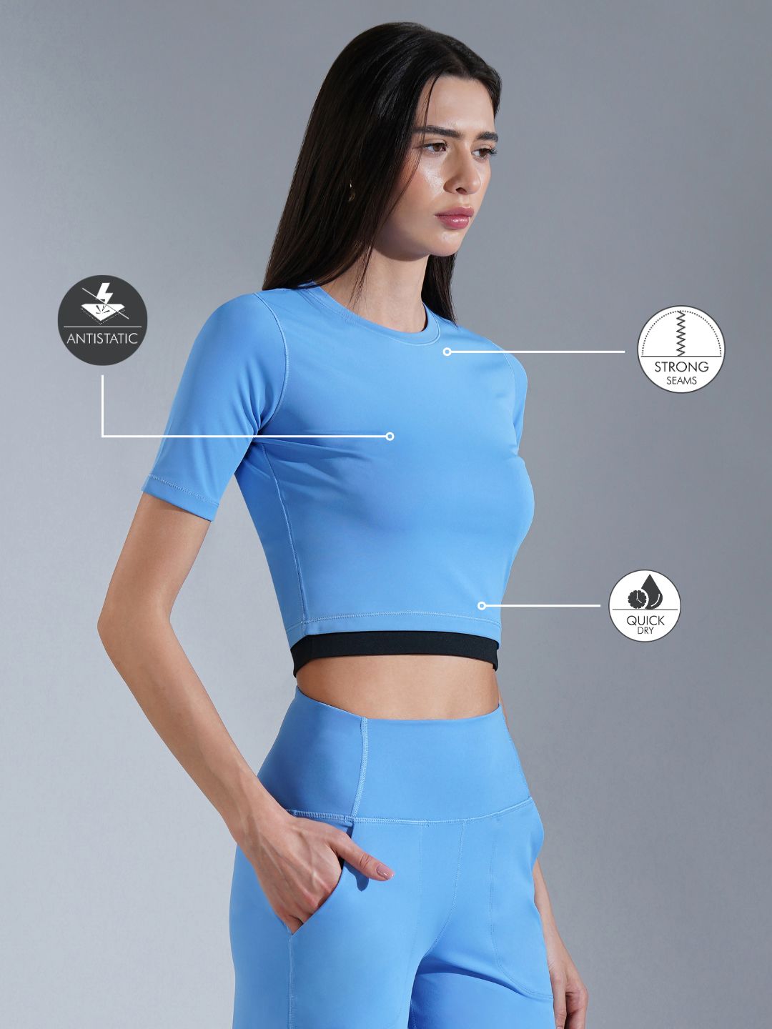 Core Crop top- Black Sky Blue