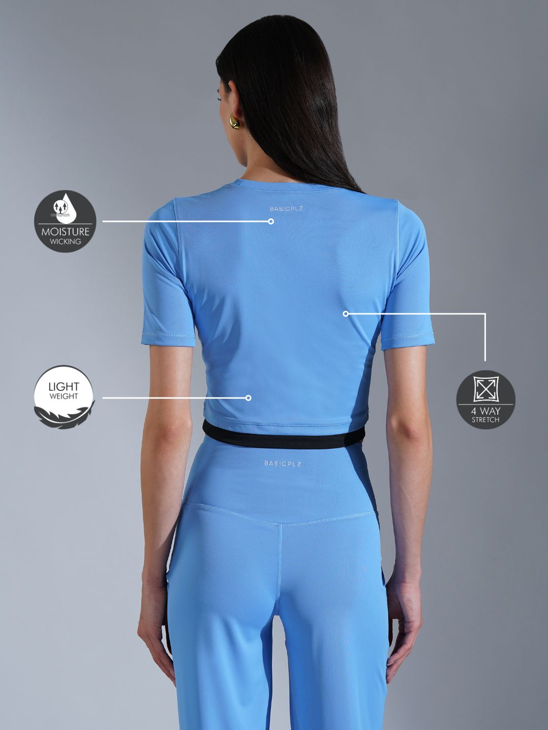 Core Crop top- Black Sky Blue