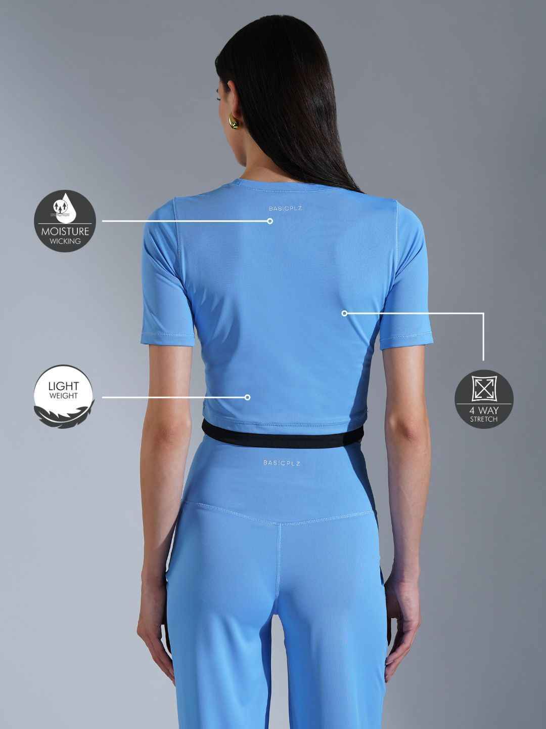 Core Crop top- Black Sky Blue