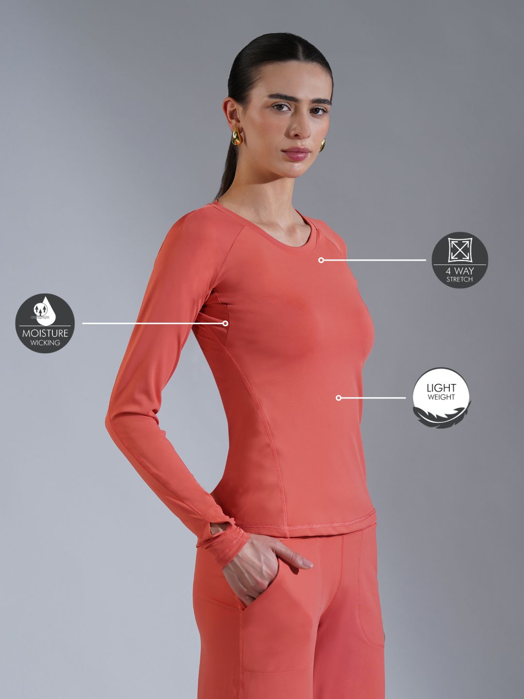Core Compression full sleeve- Peach Peach