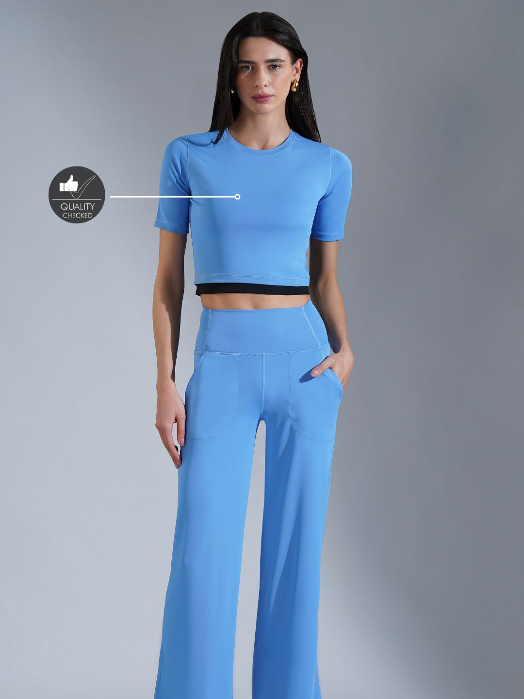 Core Crop top- Black Sky Blue