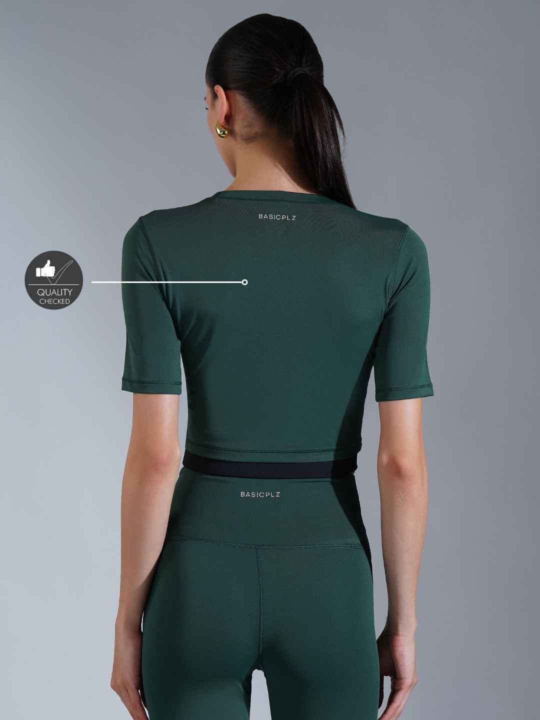 Core Crop top- Black Dark Green